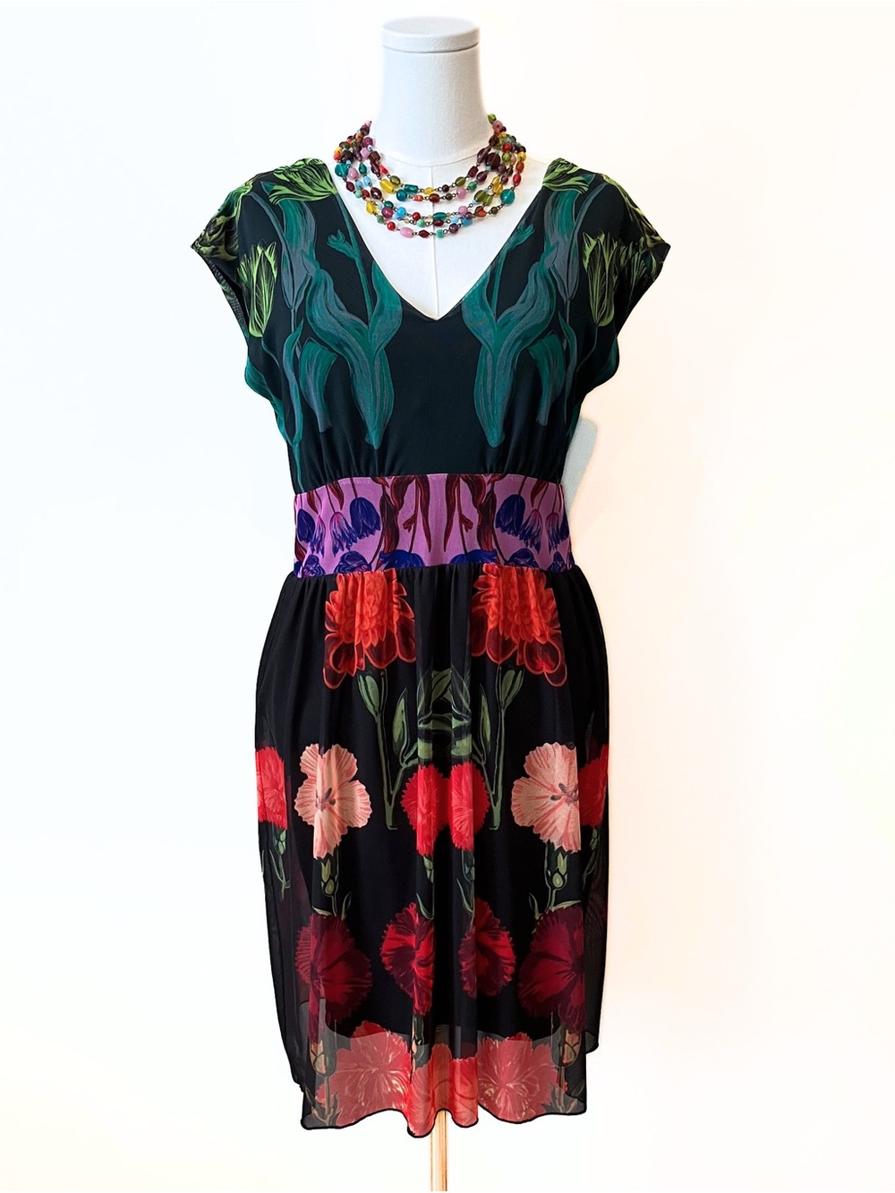 Desigual Black Midi Dress with Floral Design